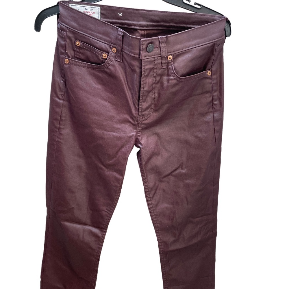 ❤️ GAP VINTAGE SLIM BURGUNDY COATED JEANS Size 26